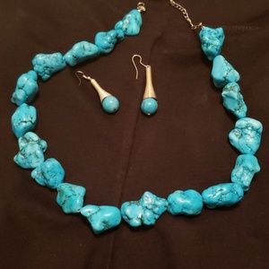 Turquoise &  silver necklace and earring set
